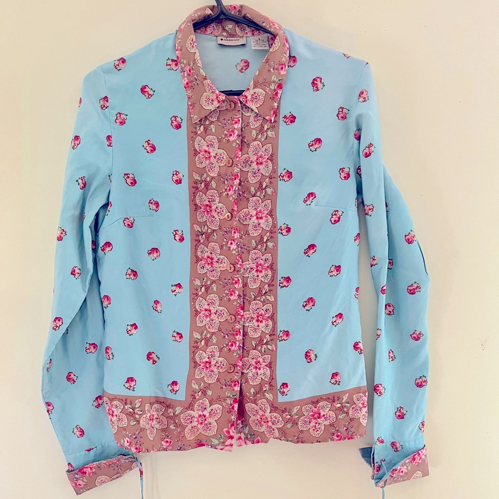 Last chance! Vintage Anthropologie elevenses Floral Women's Silk Blouse in 6